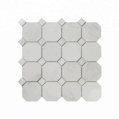 China Excellent Quality Interior Marble Stone Parquet Kitchen Backsplash Danby Modern White Mosaic Slab for sale