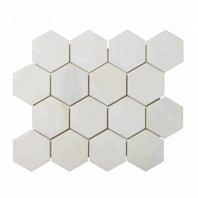 China Parquet Top Rated Marble Stone For Kitchen Backsplash Bathroom Wall Danby White Hexagon Mosaic Slab for sale