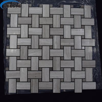 China Chinese style polished white wood basketweave marble mosaic tile for sale