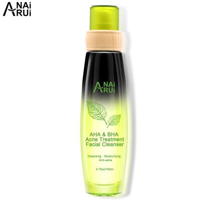 China Acne Treatment Private Label Acne Face Wash Firmming AHA and BHA Acne Moisturizing Treatment Face Cleanser for sale