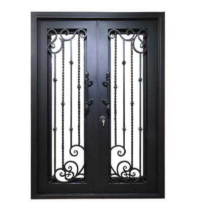 China Modern Design Luxury Iron Security Door Metal Wrought Iron Entry Door Casting Cheap Price for sale