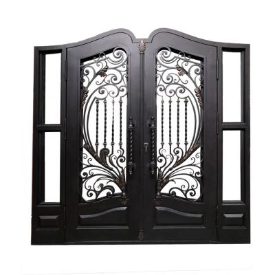 China Modern Design Iron Flat Frame Base Track Iron Door and Glass Doors for sale