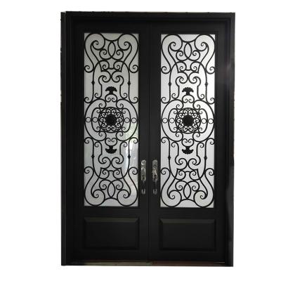 China Traditional Luxury Design Iron Mount Expolision Bullet Proof Security Door Metal Wrought Iron Entry Door for sale