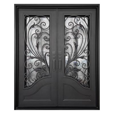 China Anti-theft Square Top Half Doors Design With European Doors Wrought Iron Glass Doors for sale