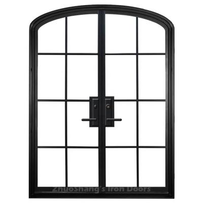 China Anti-theft Wrought Iron Double Doors Interior Doors House Exterior Design French Glass Doors for sale