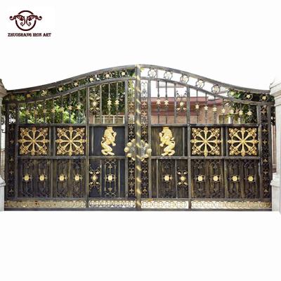 China Modern Wrought Iron Swing House Gate Main Entrances Driveway Gates Designs for sale