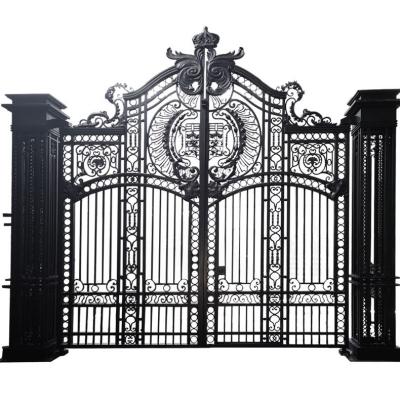 China Latest Traditional Wrought Iron Gate House Front Gate Villa Base Track Designs for sale