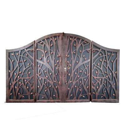 China Laser cut iron base track design color iron gate design top exterior garden base track for sale