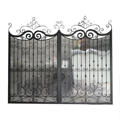 China Elegant Hot Galvanized Appearance Wrought Iron Door For Entry Door Luxury Double Swing Door for sale