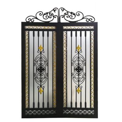 China Rot Proof Indian House Steel Foundation Track Designs Exterior House Wrought Iron Gate Main Curb Gates for sale