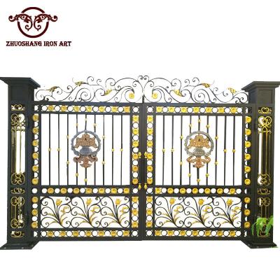 China Elegant Appearance Indian Steel Guangzhou House Base Track Designs For Garden Villa Wrought Iron Gates for sale