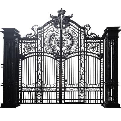 China Modern Classic Double Iron Gate Wrought Iron Garden Gate Driveway Gate for sale