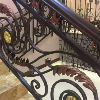 China Modern Balcony Grill Designs Handrail Wrought Iron Stair Railing Design for sale