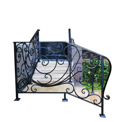 China Modern Custom Exterior Staircase Internal Hand Wrought Iron Staircase Fence Fence Designs for sale