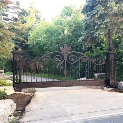 China Wholesale Cast Iron Sliding Door Top Exterior Design Decorative Cast Iron Driveway Gate for sale