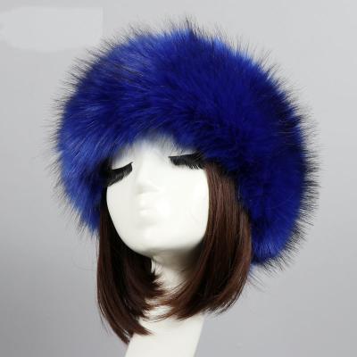 China 2021 Custom Made High Quality Faux Fur Hat Winter Women Fashion Fluffy Headband for sale