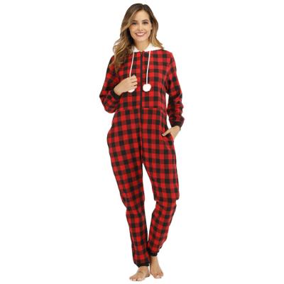 China A12212 Drop Shipping Fuzzy Breathable Women Lounge Wear Cotton Check Pajamas 2022 for sale