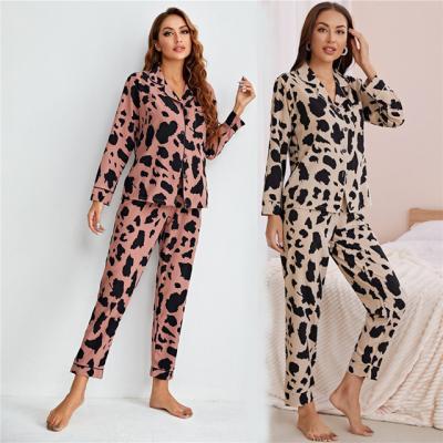 China A2213 QUICK DRY 2 Piece Cotton Cow Print Dab Set Custom Pajamas For Women for sale