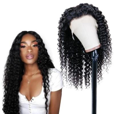 China Deep Wave 150% Density 13*4 HD Lace Front Human Hair Wigs Natural Transparent Women Wigs For Black for sale