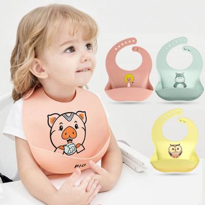 China 2021 Animal Print Baby Bib Silcone Pattern Support Baby Bibs Custom Made Infants And Toddlers Antibacterial Non-Toxic Soft Waterproof Silicone Baby Bibs for sale