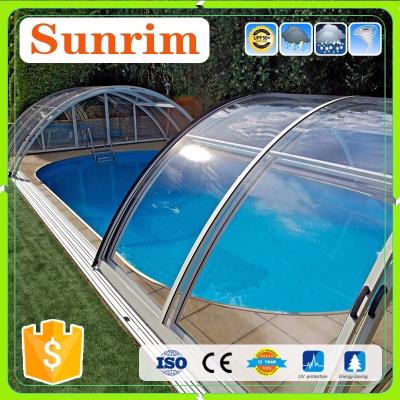 China Clear Polycarbonate Panel & Aluminum Alloy Solar Telescopic Swimming Pool Cover for sale