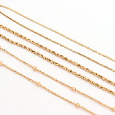 China Fashion Wholesale Fashion Simple Plain 24k 18k Rose Gold Plated Twist Chain Necklaces Jewelry CM Accessories Making Necklace for sale