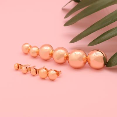 China High Quality 18k Fashion Simple Design Half Ball Stud Earring For Women for sale