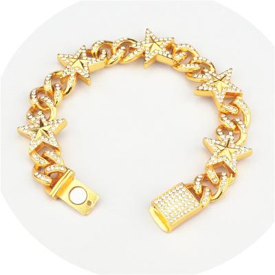 China Hiphop Hip Hop Five-pointed Star Bracelet Cuban Chain Thick Jewelry for sale