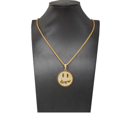 China New Design Hiphop Hiphop Round Smiley Pendant Necklace Evil Men and Women Couple Necklace for sale