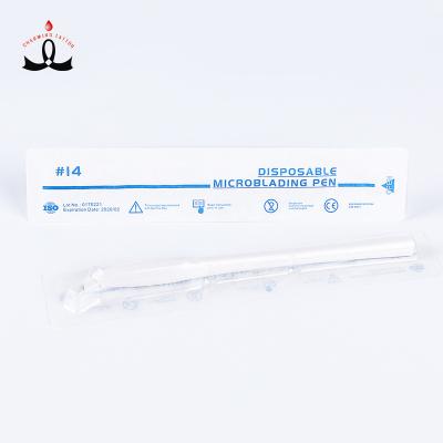 China White Oblique Disposable Pen Disposable Microblading Manual Tattoo Eyebrow Tattoo Pen Blister Packing 3D Eyebrow Hot Sale for sale