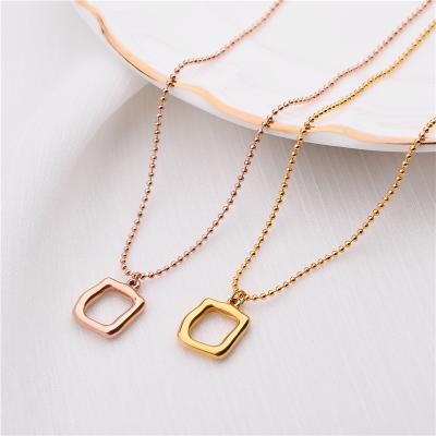 China 2021 High Quality Gold Plated Necklace Jewelry Fashion Cavity Square Necklace Stainless Steel Pendant Chain Necklace for sale