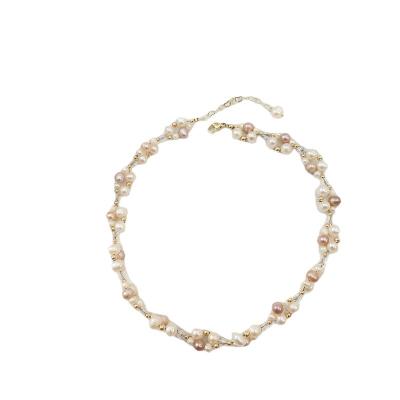 China 2021 New Fashion Pearl Jewelry Two-Piece Set Adjustable Irregular Thick Necklace Bracelet FASHIONABLE for sale