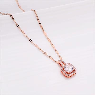 China High Quality Gold Necklace New Arrival High Quality Colorful Zircon Stainless Steel Necklace Cavity Plated Pendant Chain for sale