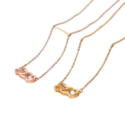 China Hot Sale New Product Valentine's Day Women's Adjustable Necklace High Quality Gold Zircon Necklace Gift Plated 520 Gift for sale