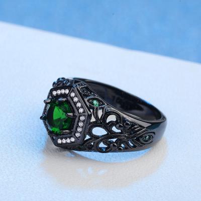 China High Quality Factory Stock Factory Wholesale Retro Fashion Sense Luxury High Light Super Light Green Zircon Snap Ring for sale