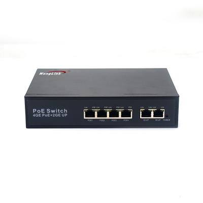 China 4 Poe Switch Port Wanglink Gigabit CCTV Switch 4 Network 2 Port Uplink Active Port Smart POE 48V Switch For IP Camera for sale