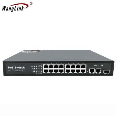 China Wholesale Price Standard POE Switch Network 48V Port Switch 16 Port Active Wanglink 16 Port POE For Hikviision Dahua IP Cameras for sale