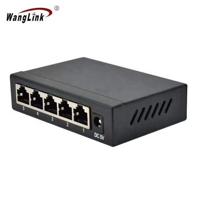 China 10/100/1000m 5 Port Ethernet Switch Wanglink Hotsale Hub Network Switch Unmanaged Port 5 Gigabit Ethernet Switch With Metal Housing for sale