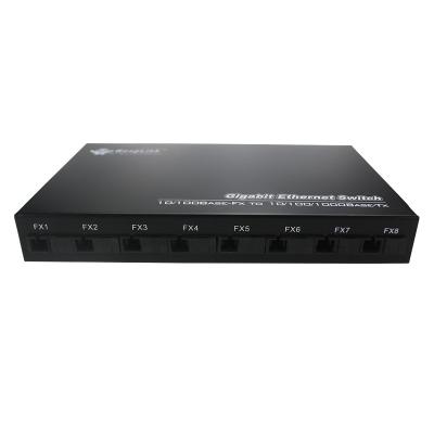 China Media Converter Wanglink 100M Fiber 8*100Mbps 8 Dual Mode Fiber Ethernet RJ45 Fiber Left Single Fiber 1310nm 20KM Optical Port E1 to Ethernet Converter for sale