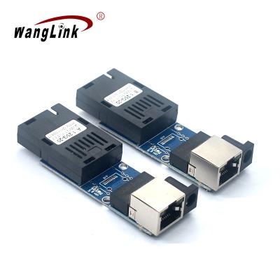 China FTTH Wanglink Mini Gigabit Fiber Optical Media Media Converter 10/100/1000Mbps Single Mode Fiber SC Single Port 20KM PCBA for sale