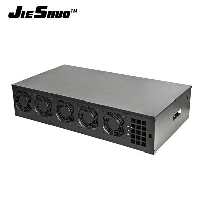 China Jieshuo desktop 12 mute home chassis 12GPU motherboard straight fans graphics card platform plug-in system for sale