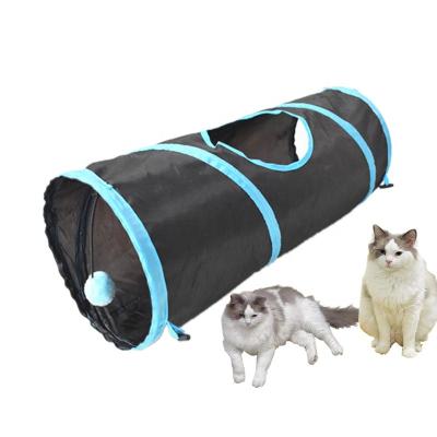 China Soft Straight Short One Way Black Polyester Cat Tunnel Cat Toy Tent Bed Cat Toys With Tunnel for sale