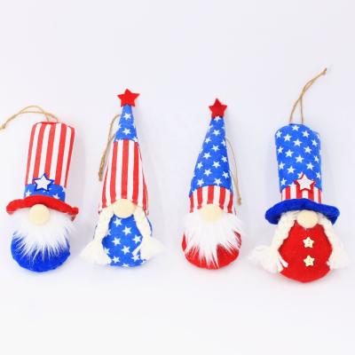 China Gnome Independence Day Knitting Hanging Ornaments Set Handmade Gnomes Patriotic Decorations Plush Veterana Day Gift Elf Home Wall Decor for sale