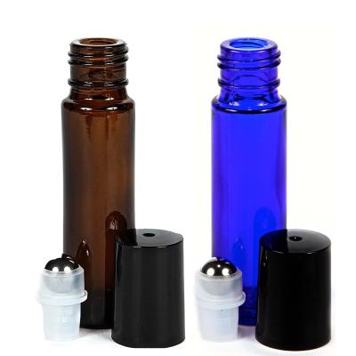 China Personal Care 10ML Ultimate Essential Essential Oil Roller Dark Blue Leakproof Glass Bottles Set With Stainless Steel Balls For Perfume for sale