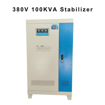 China Pure Copper Wire 380V 400V 3Phase 100KVA Industrial Voltage Stabilizer with Over/Under Voltage Protection for sale