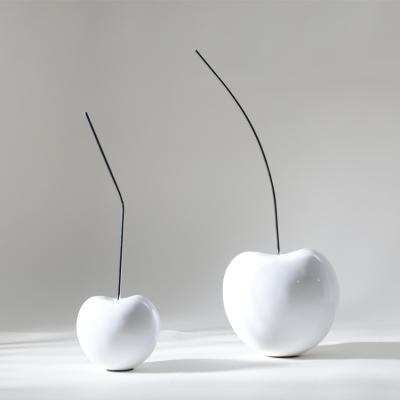 China Modern White Resin Cherry Sculpture Handmade Decorative Resin Craft For Home Living Room Decoration for sale