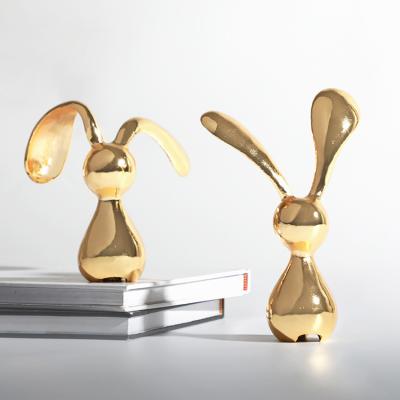 China Modern Modern Home Decoration Accessoires Lovely Rabbit Sculpture Gift Items Gold Decor Home Decor Pieces for sale