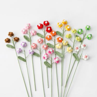 China All-match Wool Yarn New Crocheted Multi Gradient Head Bouquet Solid Color Branch Blossom Flower Potted Home Furnishing for sale