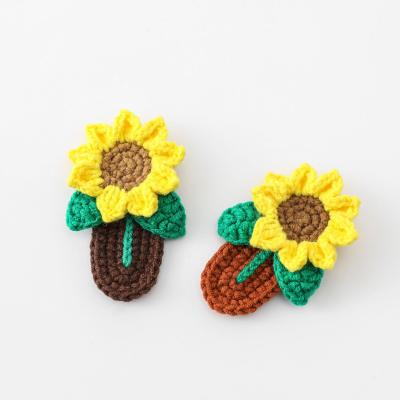 China Ornamental Wool Sunflower Hairpins/Handwoven Headbands Bangs Finished Retro Hair Accessories Hairpin Side Clip Warm Color for sale