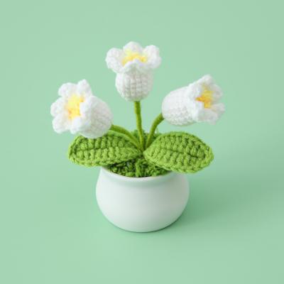 China Wadding Chat DIY Handmade Crochet Car Ornaments Wool Bell Orchid Stalk Plant Knitting Potted Decoration for sale